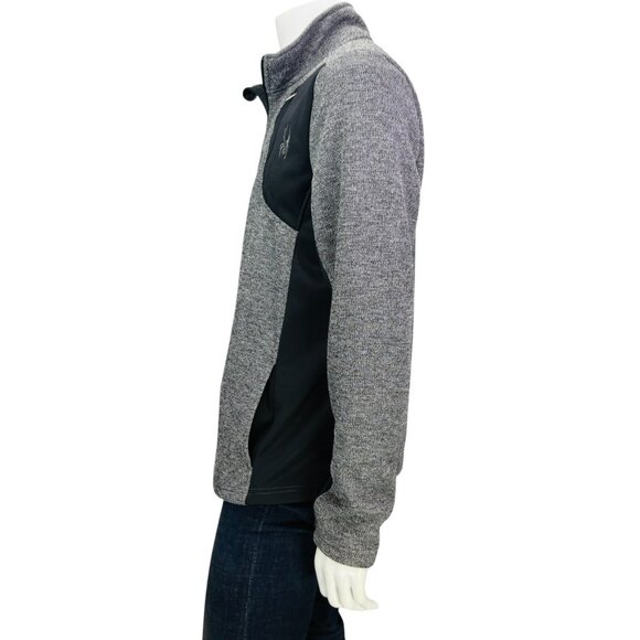 Spyder Mens Fleece Lined Sports Sweater 1/4 Zip Pullover Gray Black Size L - Picture 5 of 11